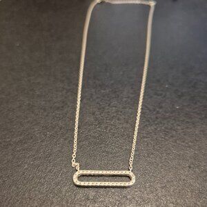 G&H 925 Silver Pavé Oval Pendant Necklace 18 inches